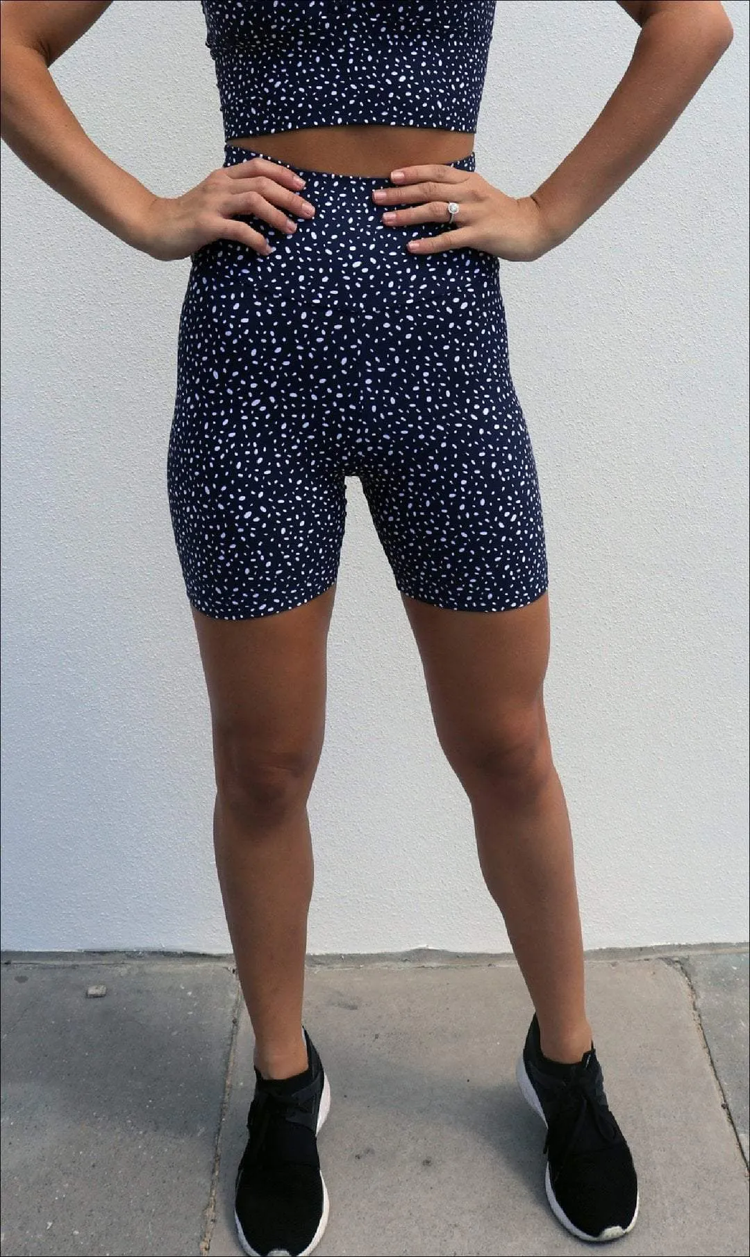 Navy Star Dust Eco Scrunch Bum Midi Shorts