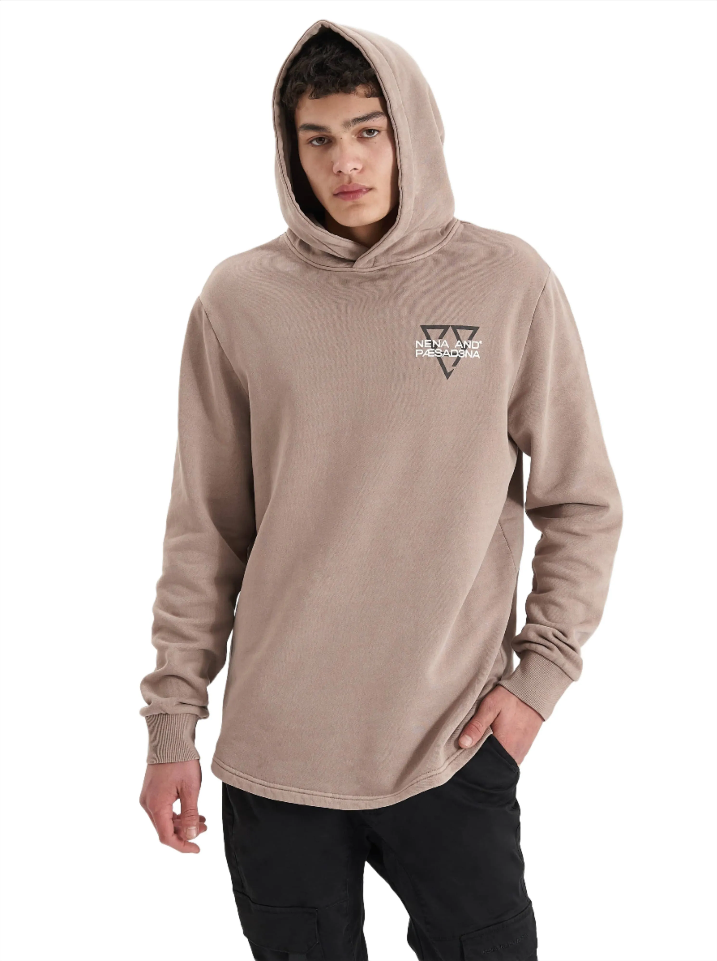 Nena And Pasadena - NXP Void Hooded Dual Curved Sweater - Pigment Bark