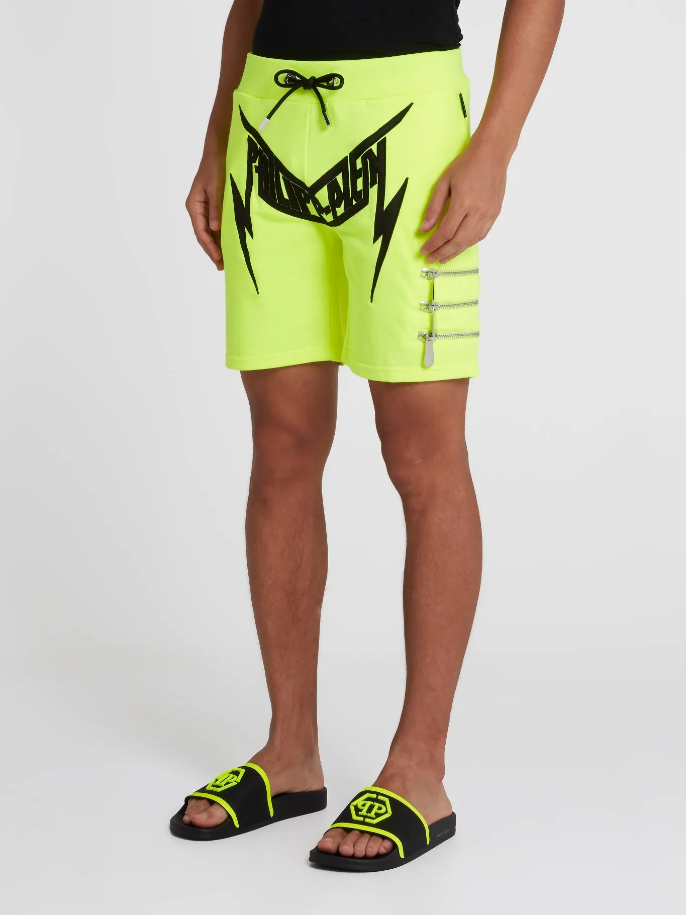 Neon Zipper Detail Active Shorts