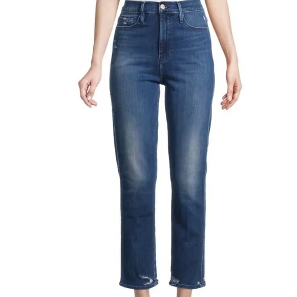 NEW! FRAME Le Sylvie Crop high-rise straight fit  Denim Jeans Blue SZ 29