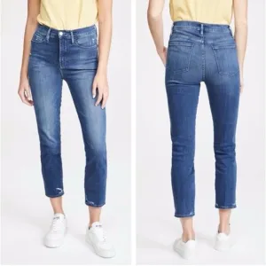 NEW! FRAME Le Sylvie Crop high-rise straight fit  Denim Jeans Blue SZ 29