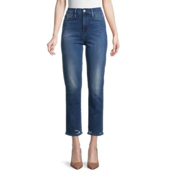 NEW! FRAME Le Sylvie Crop high-rise straight fit  Denim Jeans Blue SZ 29