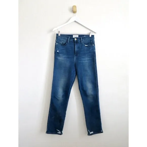 NEW! FRAME Le Sylvie Crop high-rise straight fit  Denim Jeans Blue SZ 29