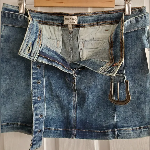 NWT Anthropologie Pilcro Belted Denim Mini Skirt, Size 14