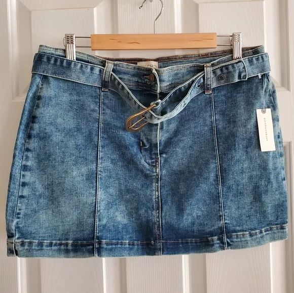 NWT Anthropologie Pilcro Belted Denim Mini Skirt, Size 14