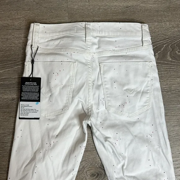 NWT HUDSON Soft Light Gray Paint Splatter Print Mid Rise Skinny Jeans Sz 25