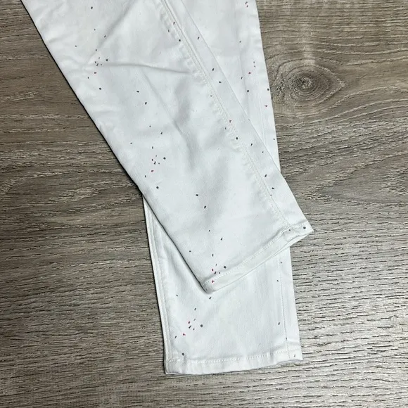 NWT HUDSON Soft Light Gray Paint Splatter Print Mid Rise Skinny Jeans Sz 25