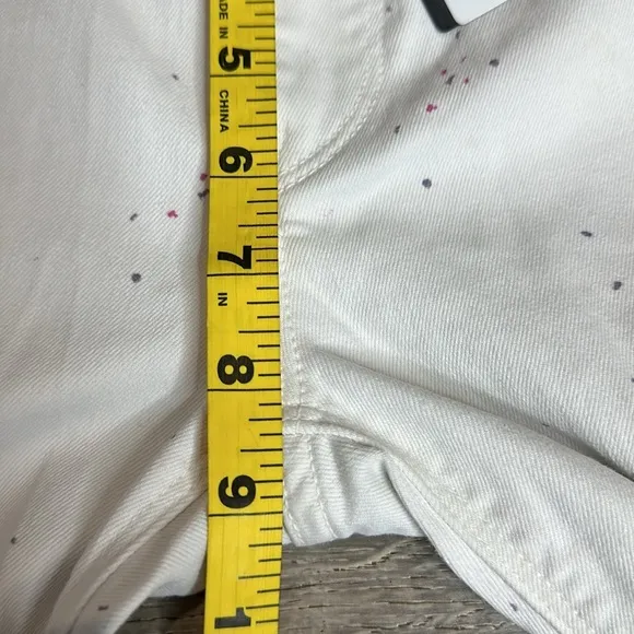 NWT HUDSON Soft Light Gray Paint Splatter Print Mid Rise Skinny Jeans Sz 25