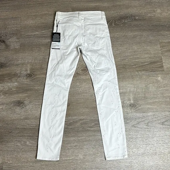 NWT HUDSON Soft Light Gray Paint Splatter Print Mid Rise Skinny Jeans Sz 25