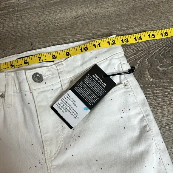 NWT HUDSON Soft Light Gray Paint Splatter Print Mid Rise Skinny Jeans Sz 25