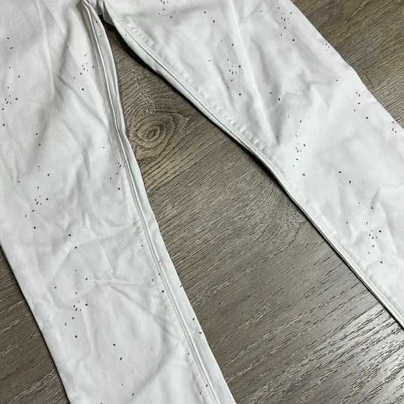 NWT HUDSON Soft Light Gray Paint Splatter Print Mid Rise Skinny Jeans Sz 25