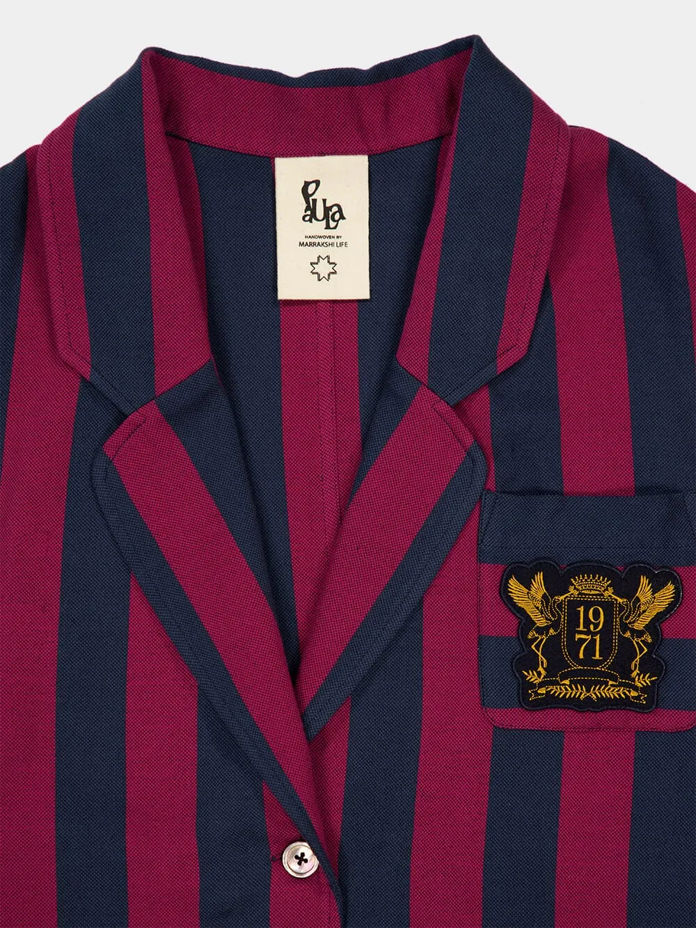 Nymphaea Grape Hand-Woven Striped Blazer with Embroidery