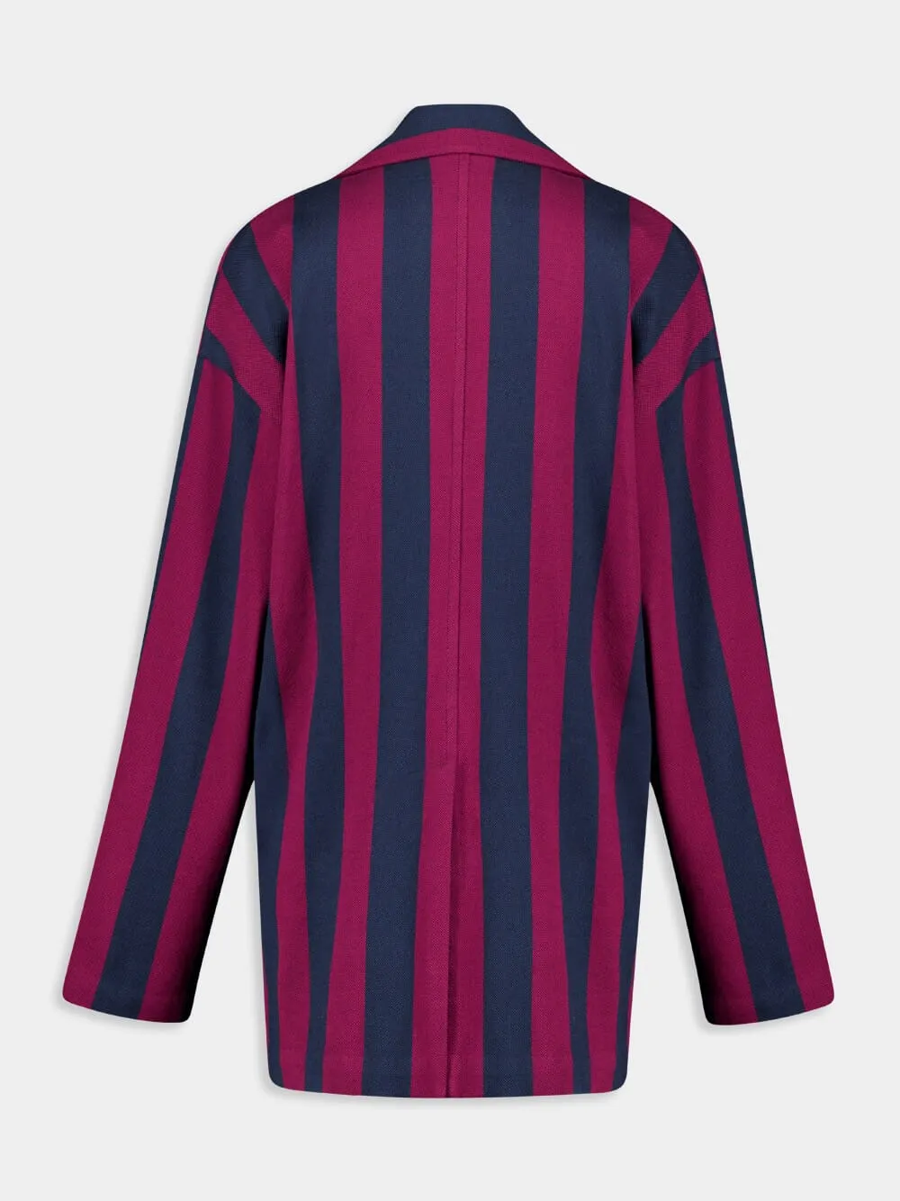 Nymphaea Grape Hand-Woven Striped Blazer with Embroidery