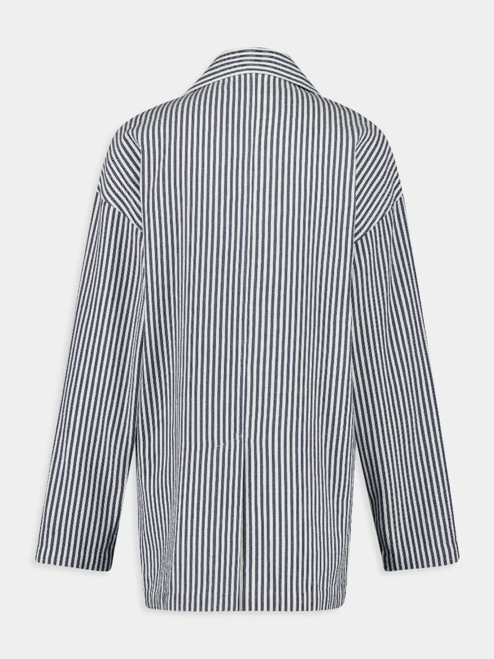 Nymphaea Navy  Hand-Woven  Blazer with Embroidery
