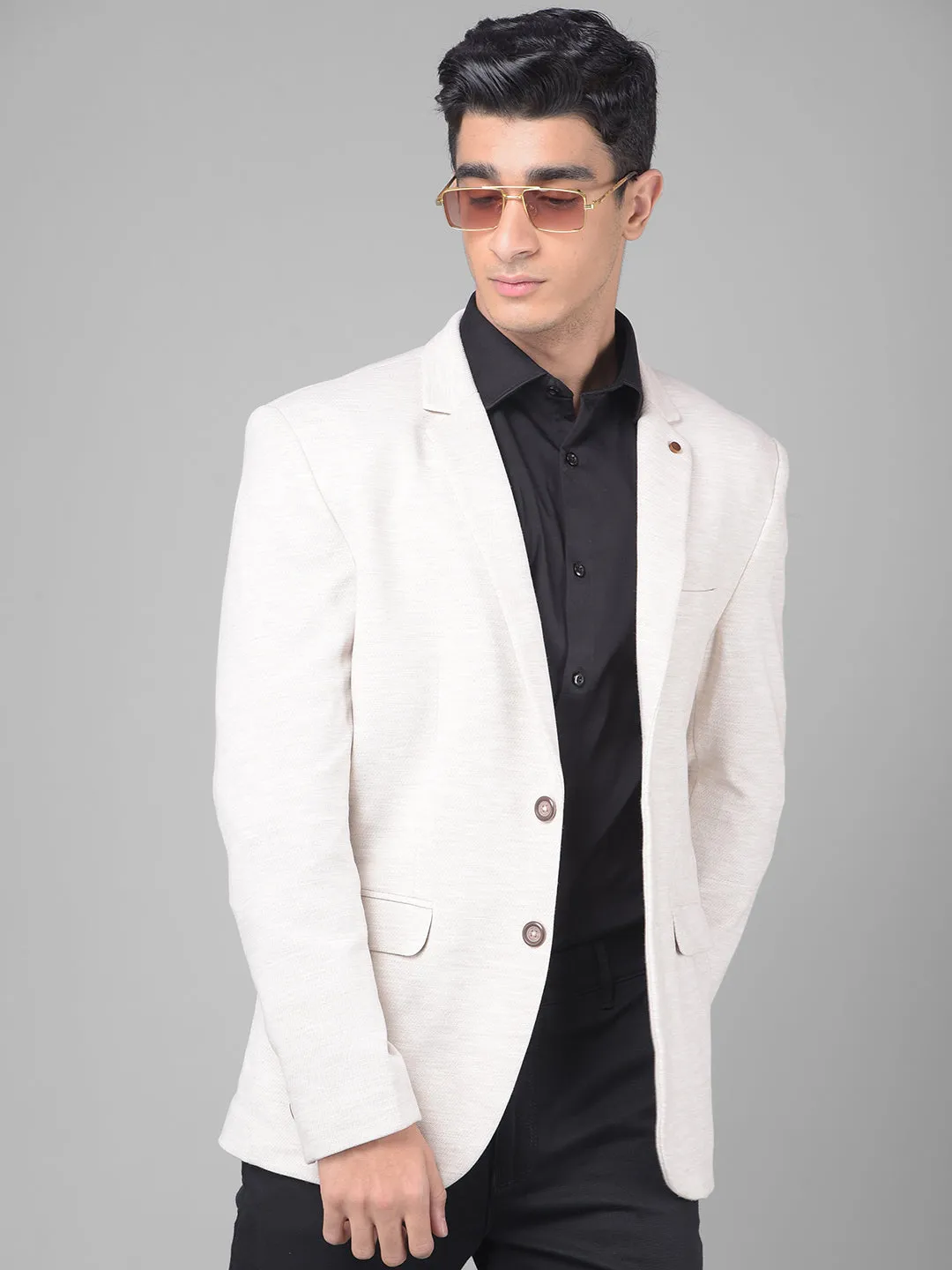 Off White Single Breasted Blazer