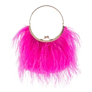 Olga Berg - Penny Feathered Framed Handbag