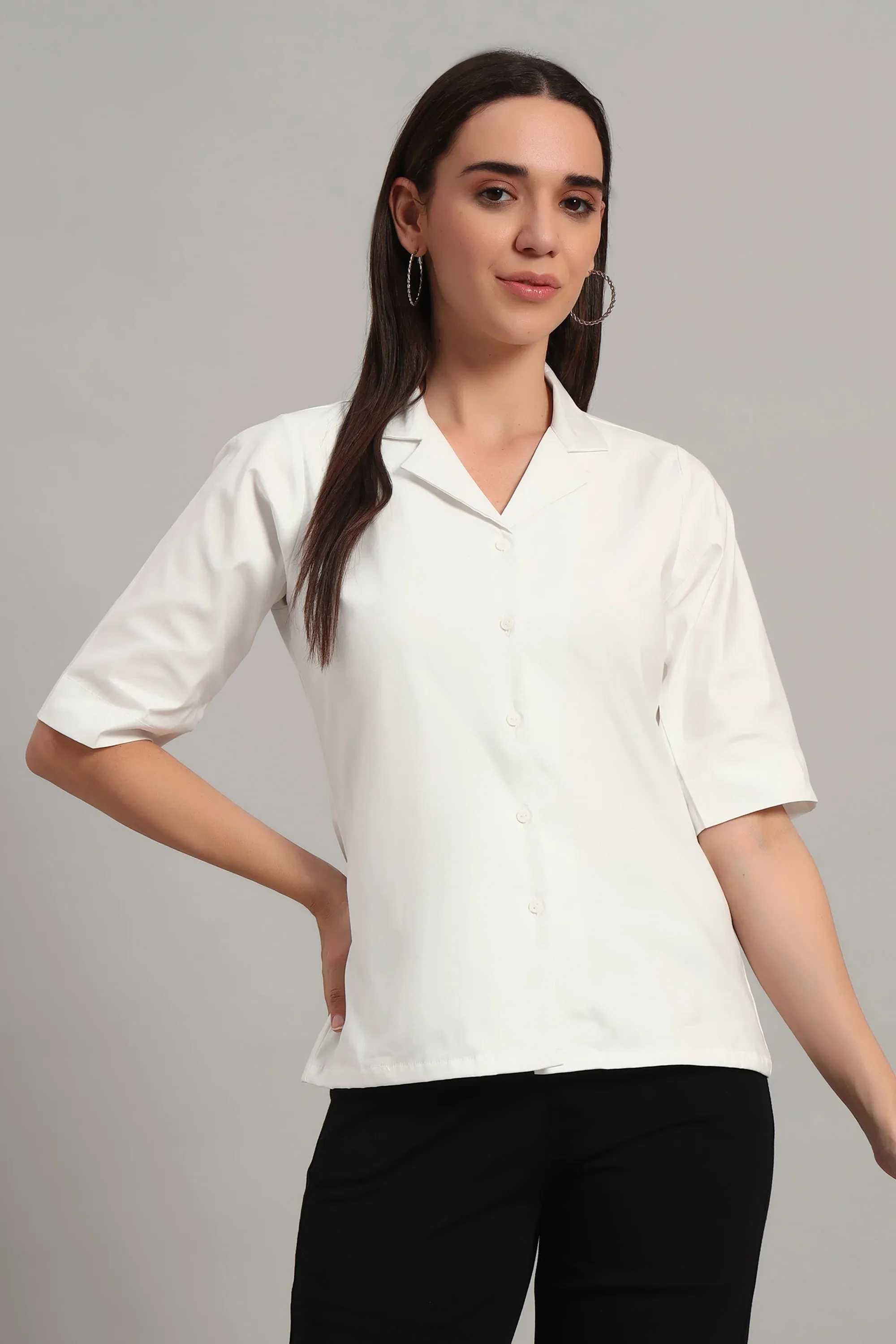 Open Collar, Half Sleeves Shirt