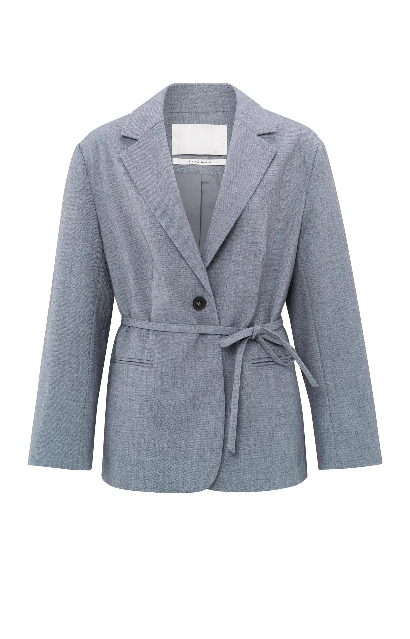 Oversized blazer with belt and classic lapels
