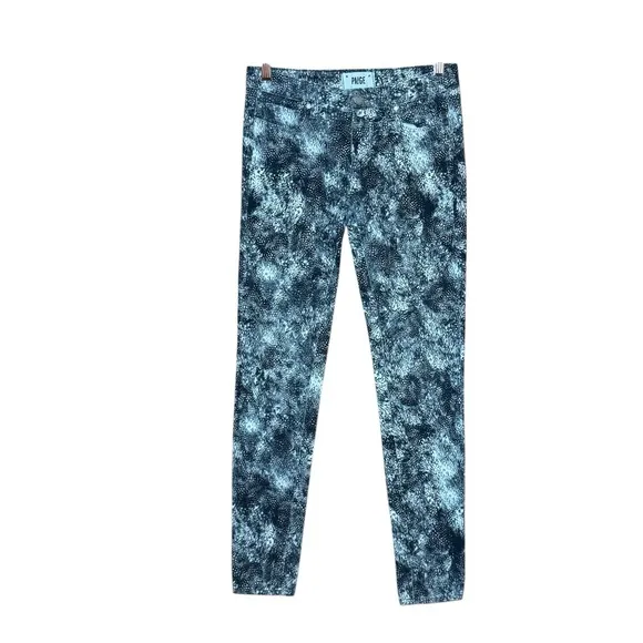 PAIGE Denim Feather Print Cotton Blend Verdugo Ultra Skinny Jeans 27