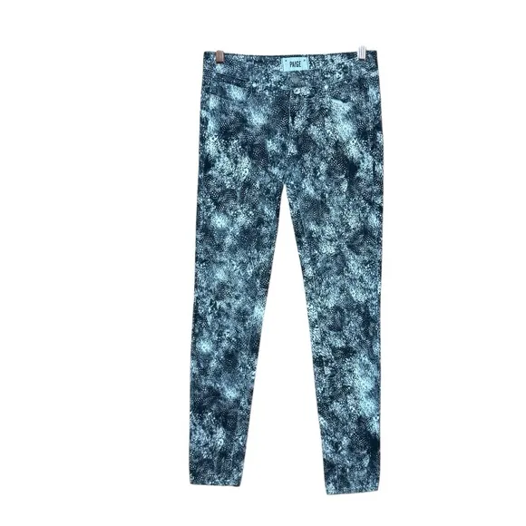 PAIGE Denim Feather Print Cotton Blend Verdugo Ultra Skinny Jeans 27