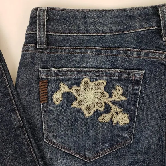 Paige Embroidered Benedict Canyon Boot Cut Jeans 26