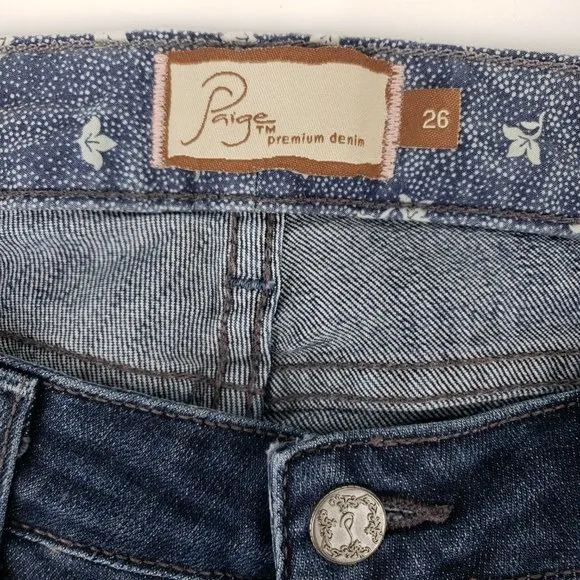 Paige Embroidered Benedict Canyon Boot Cut Jeans 26
