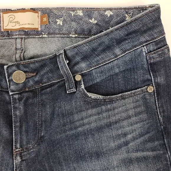 Paige Embroidered Benedict Canyon Boot Cut Jeans 26