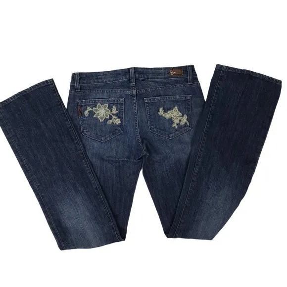 Paige Embroidered Benedict Canyon Boot Cut Jeans 26