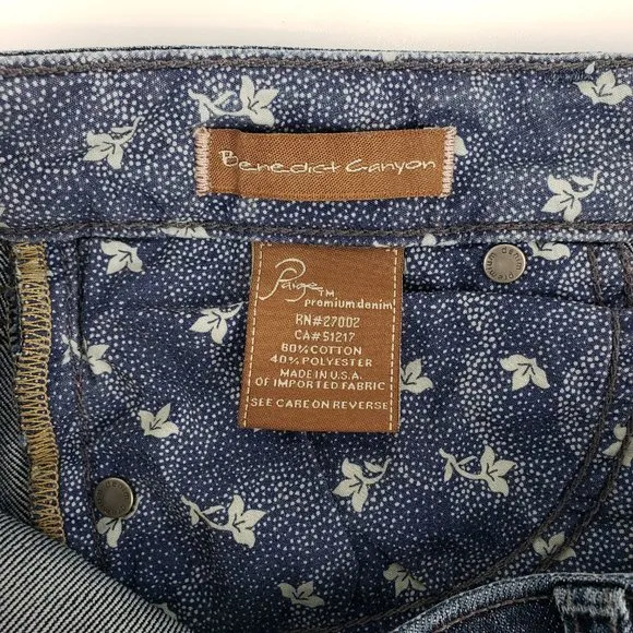 Paige Embroidered Benedict Canyon Boot Cut Jeans 26
