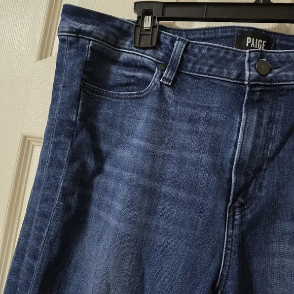 PAIGE Hoxton Ankle High Rise Skinny Jeans w/Stretch, Raw Slit Hem, Sz 33, EUC!