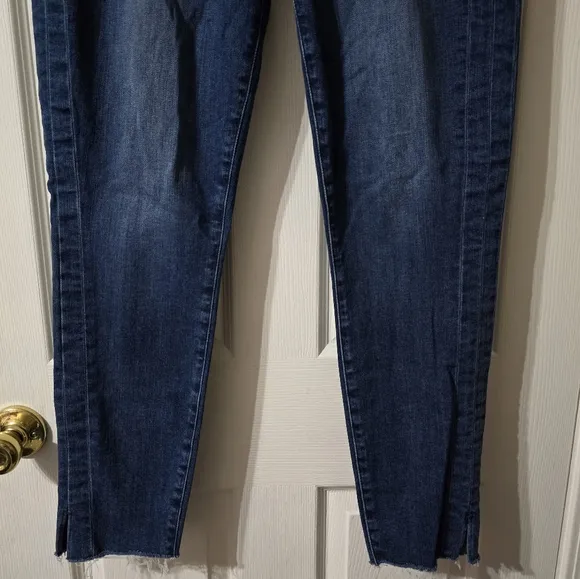 PAIGE Hoxton Ankle High Rise Skinny Jeans w/Stretch, Raw Slit Hem, Sz 33, EUC!