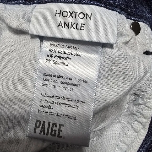 PAIGE Hoxton Ankle High Rise Skinny Jeans w/Stretch, Raw Slit Hem, Sz 33, EUC!
