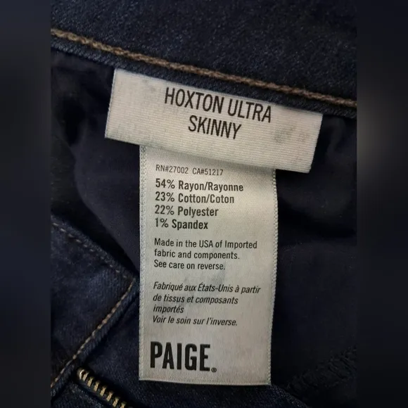 Paige Hoxton High Rise Ultra Skinny Jeans Size 25