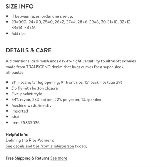 Paige Skyline Straight Skinny Jeans. Size 28