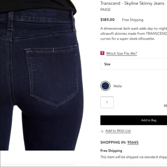Paige Skyline Straight Skinny Jeans. Size 28