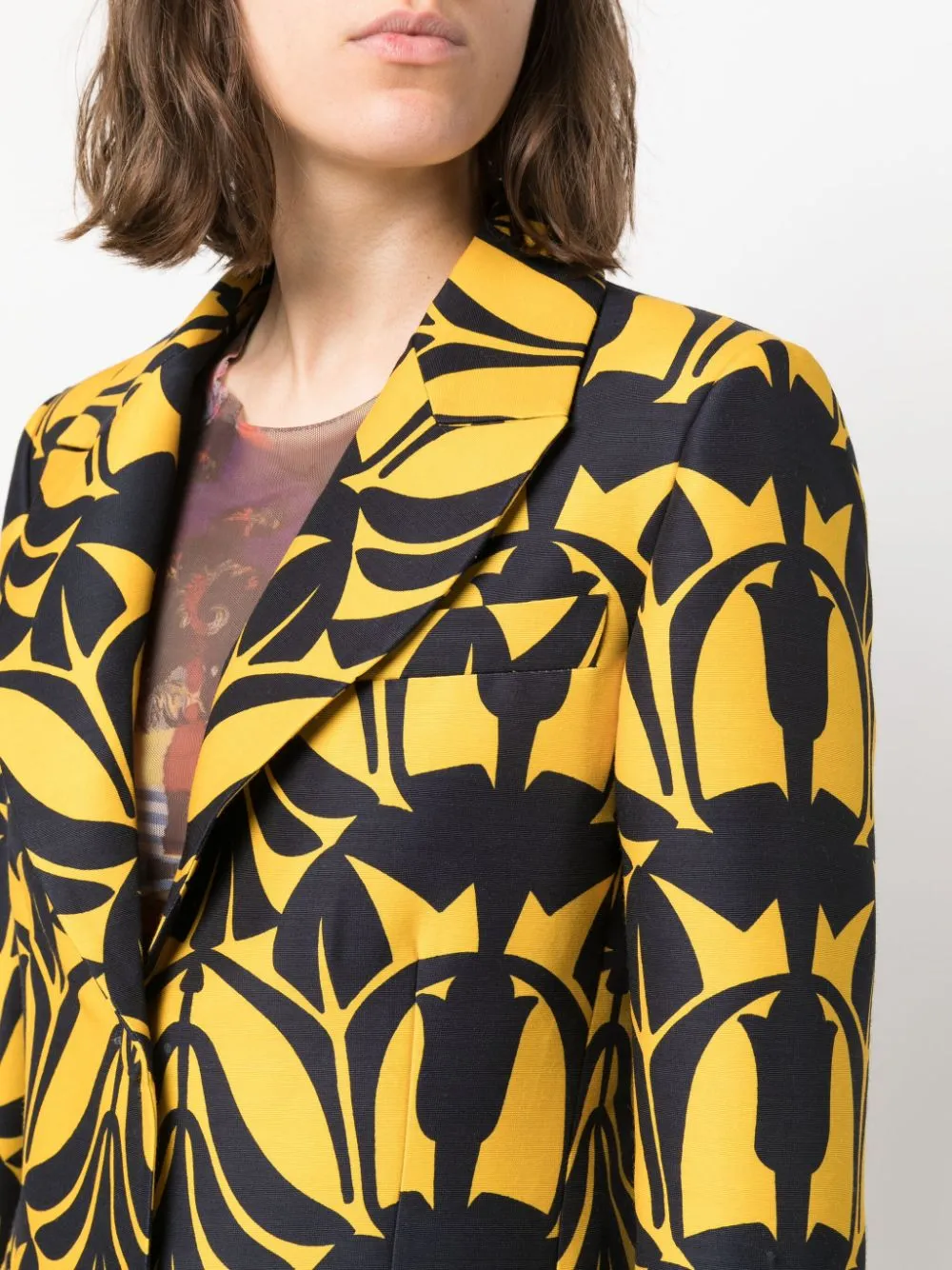Papyrus-Print Cady Wool Blazer