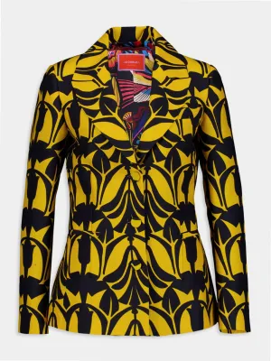Papyrus-Print Cady Wool Blazer