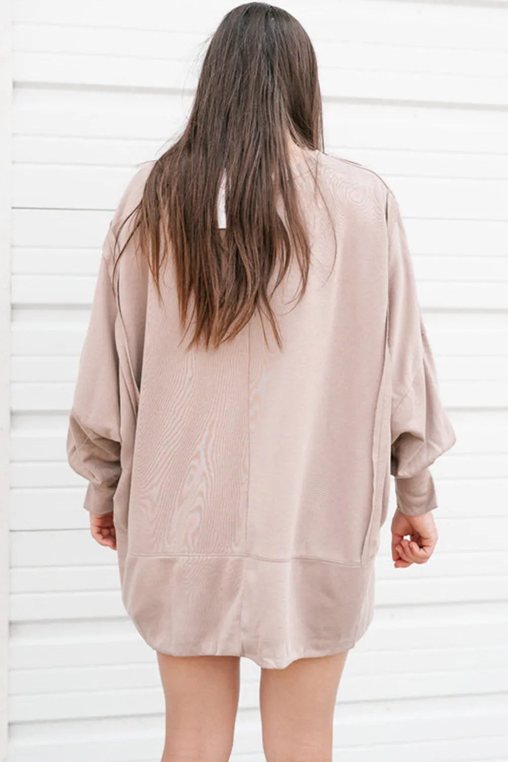 Parchment Exposed Seam Puff Sleeve Split Oversize Sweatshirt