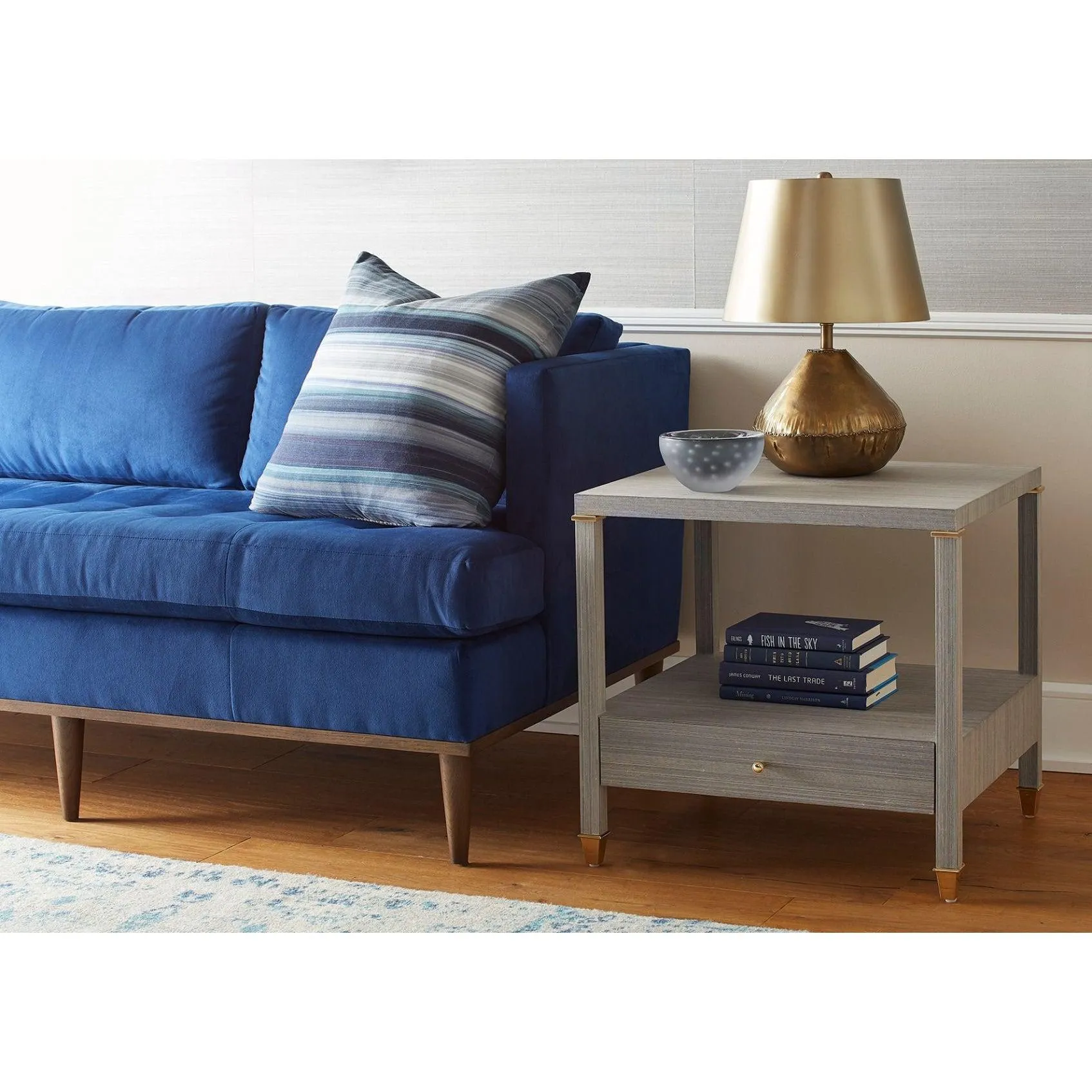 Pascal 1-Drawer Side Table / Slate Blue Shimmer