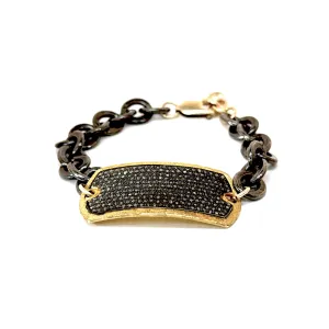Pave Diamond Shield Silver Bracelet