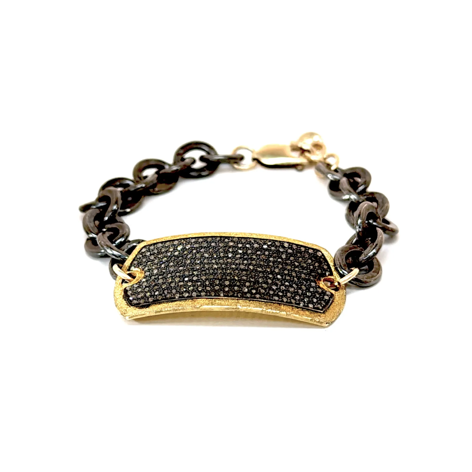 Pave Diamond Shield Silver Bracelet