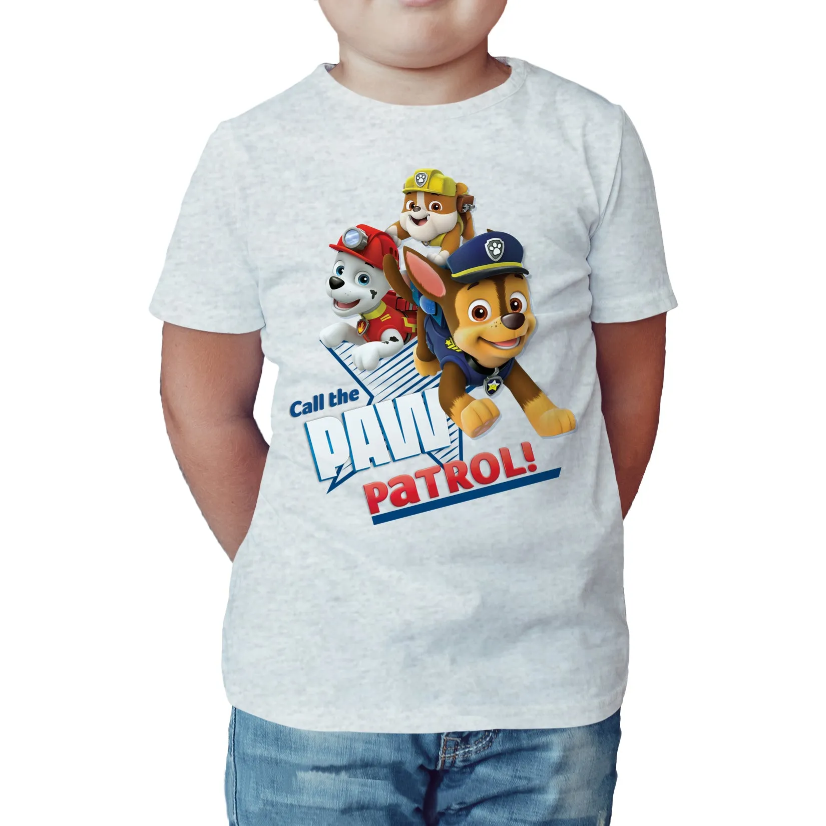 Paw Patrol Call Paw Patrol Official Kid's T-Shirt (Heather Grey)