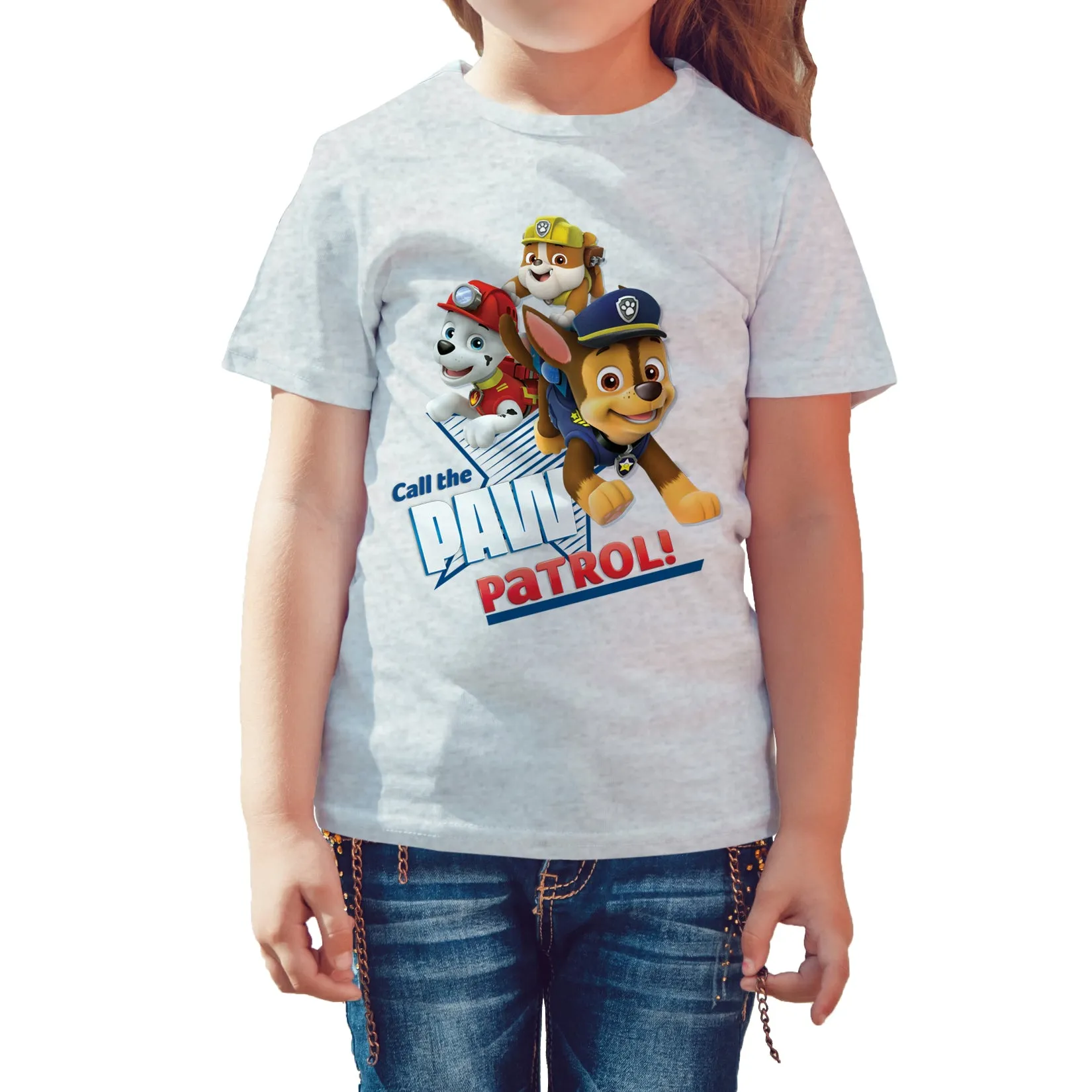 Paw Patrol Call Paw Patrol Official Kid's T-Shirt (Heather Grey)