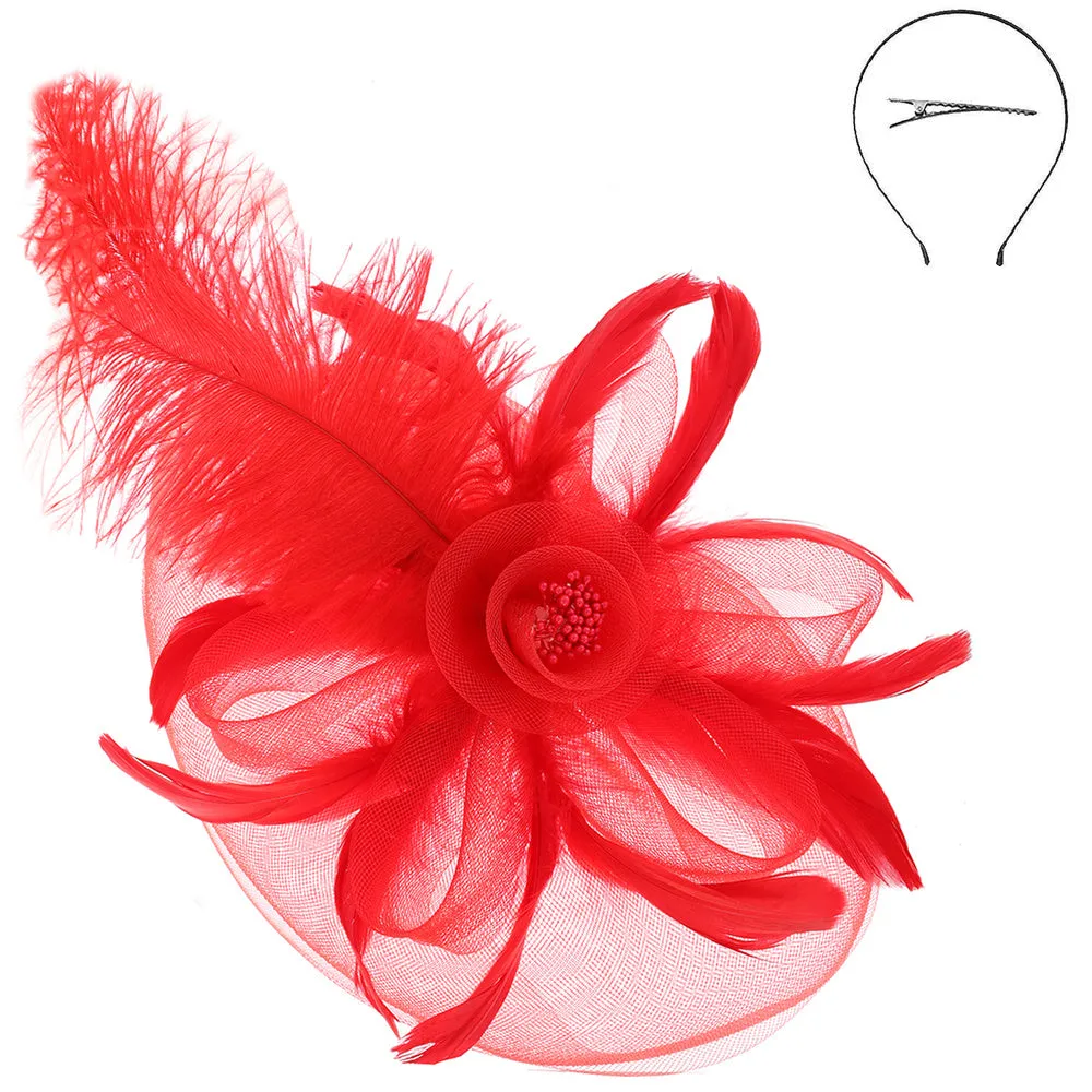 Peacock Feather Rose Fascinator