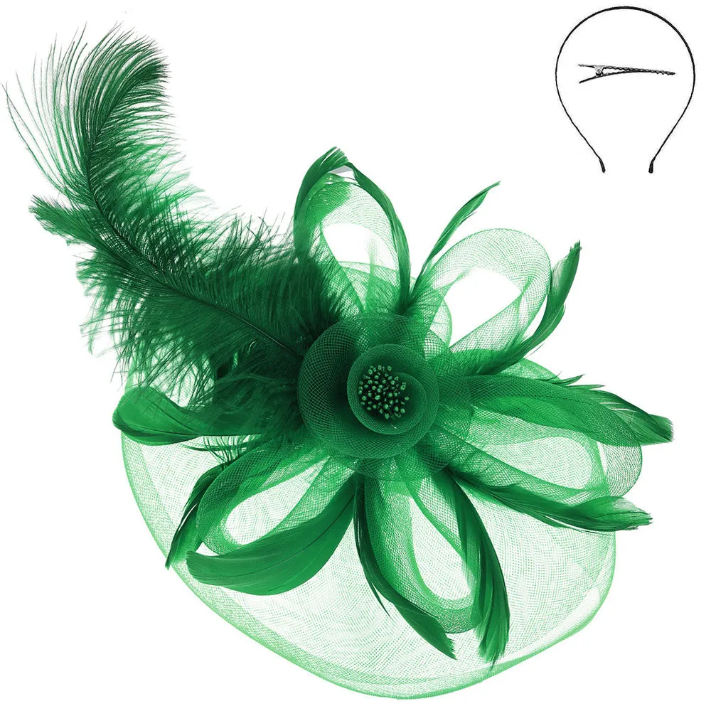 Peacock Feather Rose Fascinator