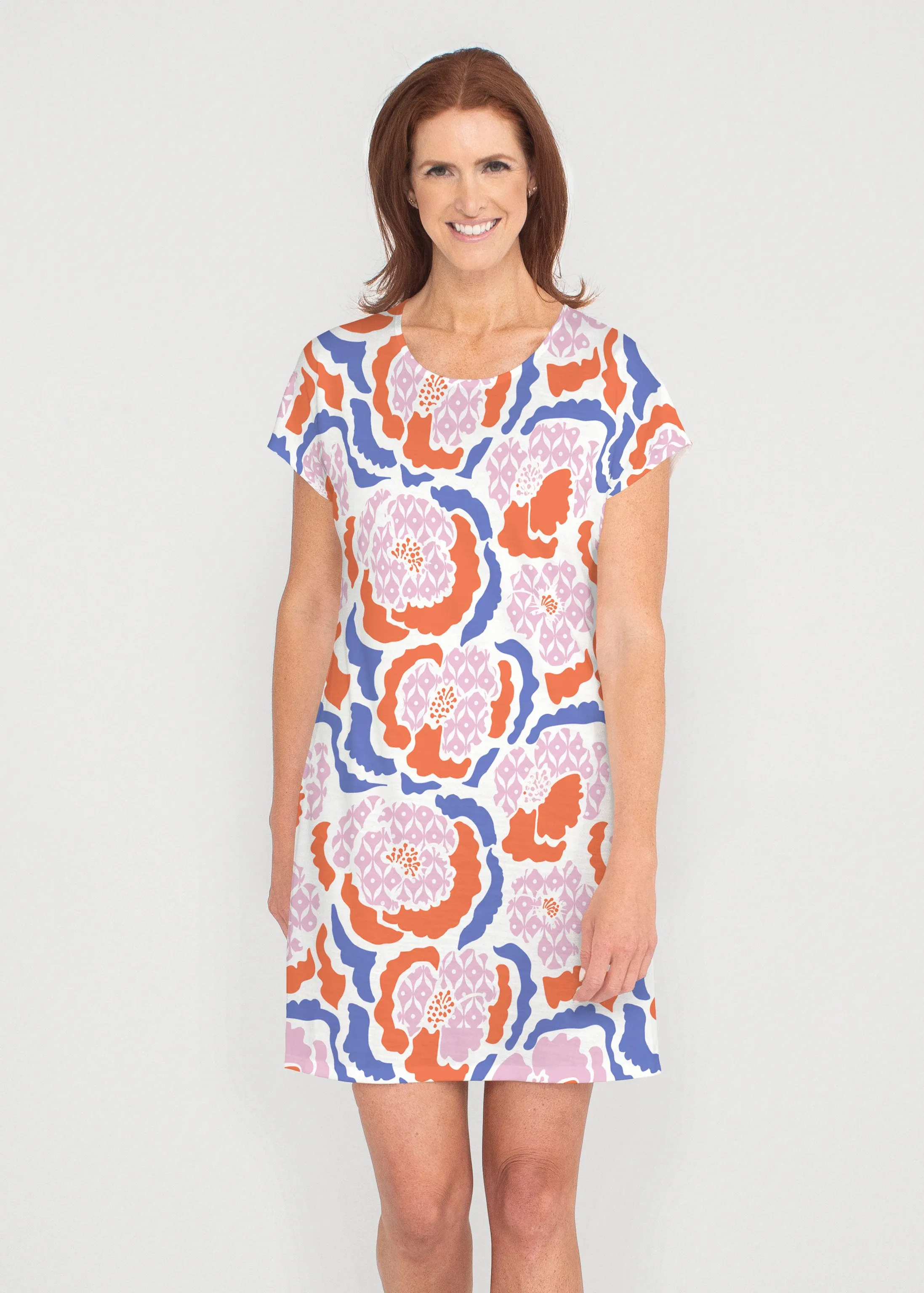 Peonies Pink (8074) ~ Lucy Tee Dress