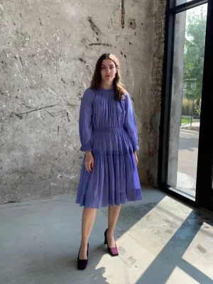 periwinkle shirred vintage dress