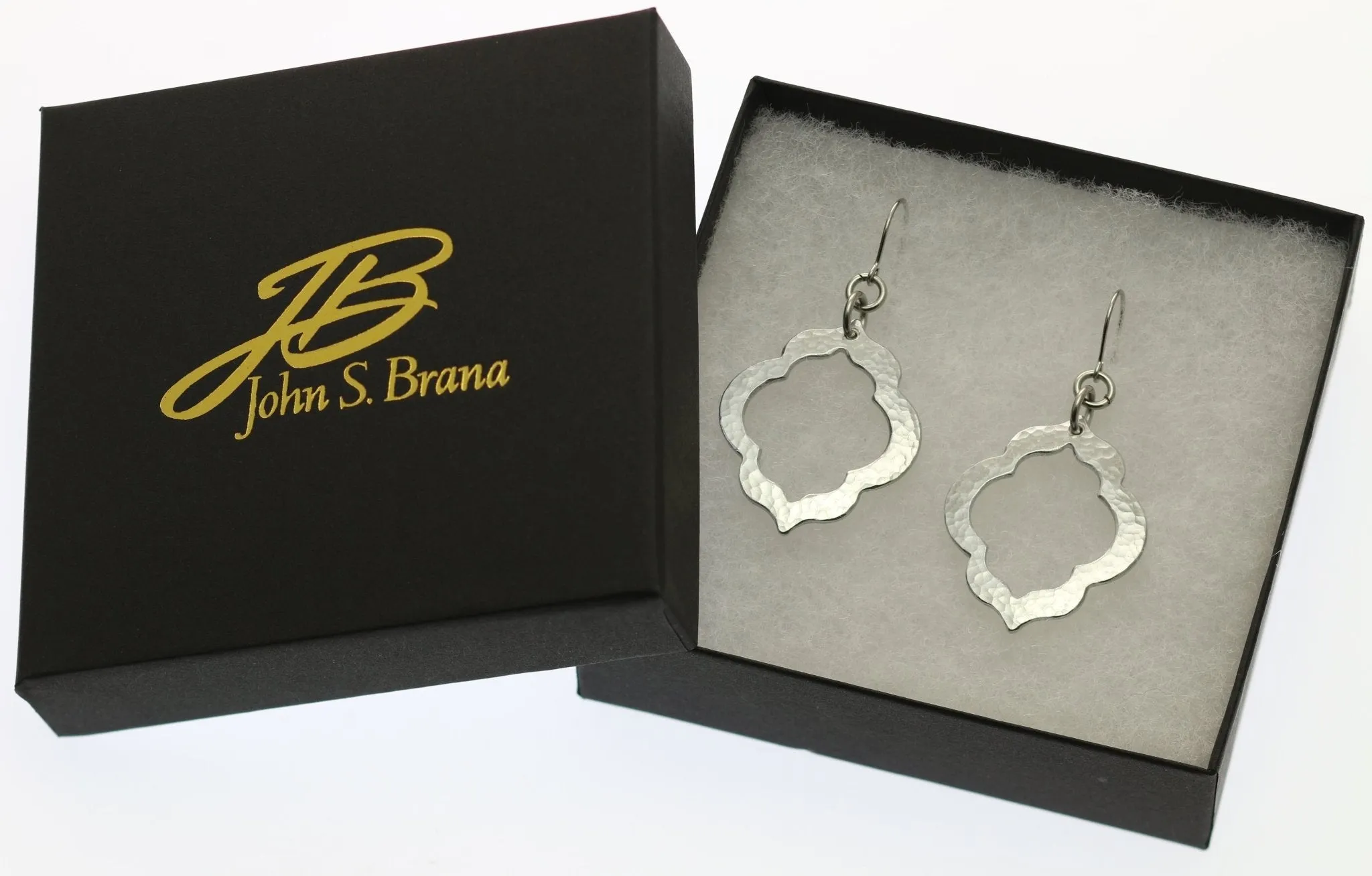Pierced Hammered Quatrefoil Aluminum Earrings