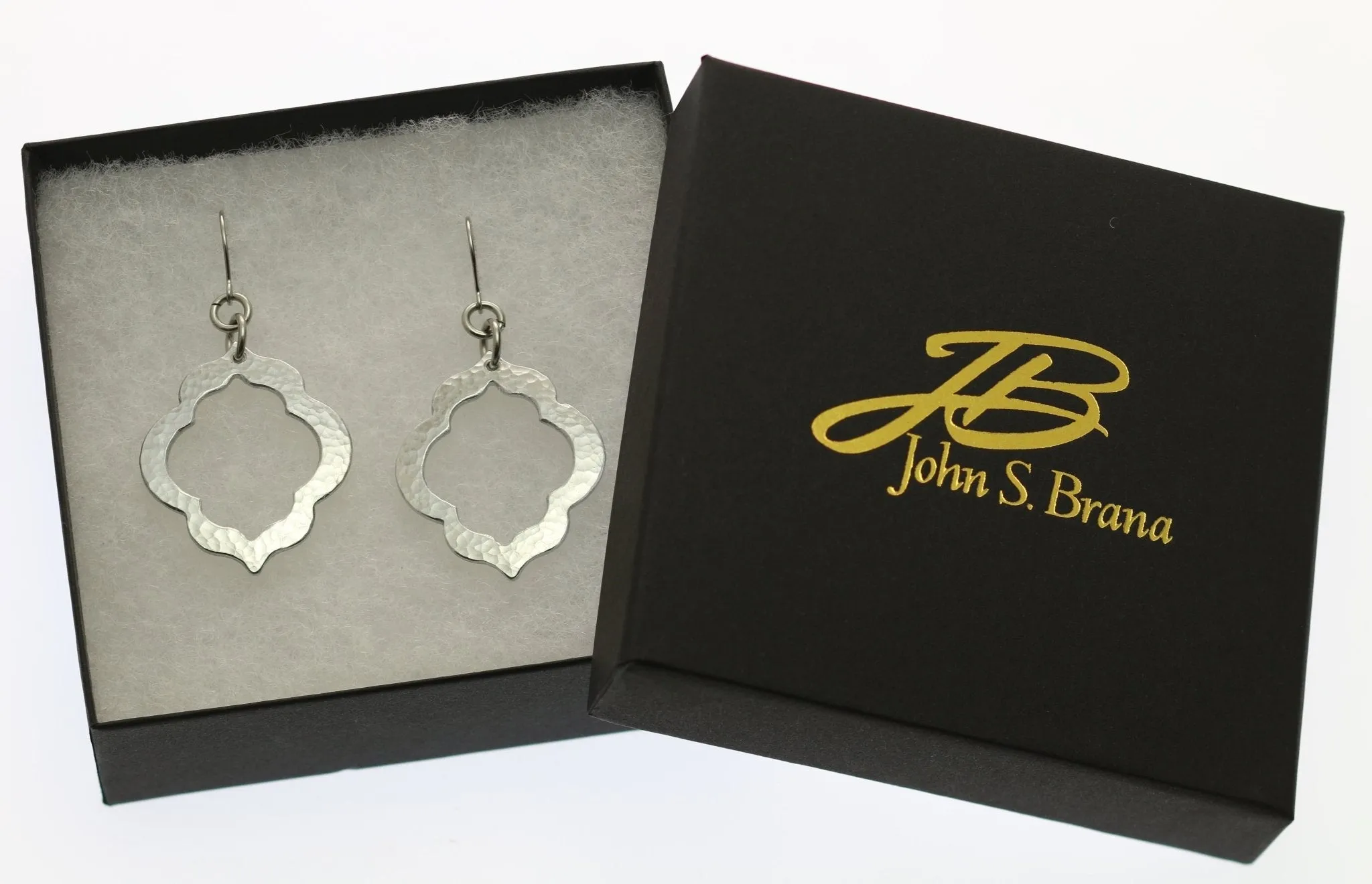 Pierced Hammered Quatrefoil Aluminum Earrings