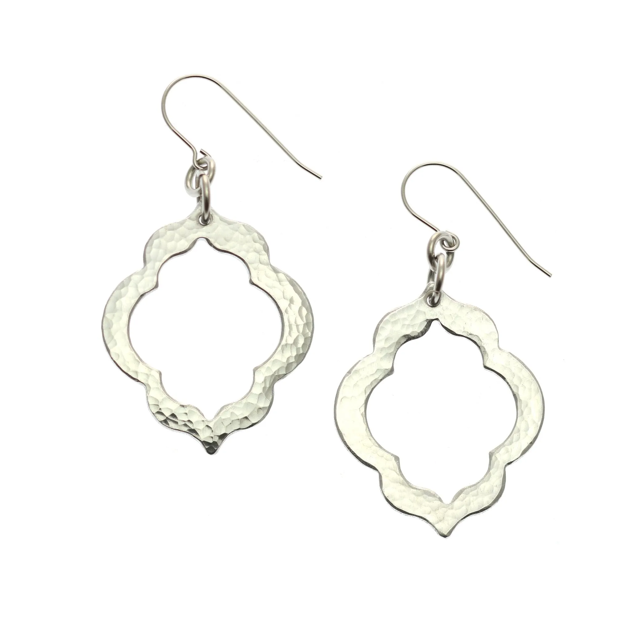 Pierced Hammered Quatrefoil Aluminum Earrings